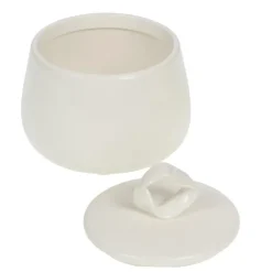 Boîte blanche ronde en céramique émaillée Perrine - 11 x 10,5 x 11 cm