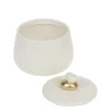 Boîte blanche ronde en céramique émaillée avec détail or Dorine - 11 x 10,5 x 11 cm
