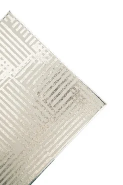 Boîte carrée en papier métallisé argent à motifs rayures - 16,5 x 7,5 cm