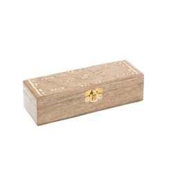 Boîte décorative dominos en bois Sheesham - 20 x 7 x 5 cm