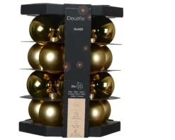 Boîte de 20 boules de Noël coloris or en verre - Ø 6 cm