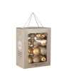 Boîte de 26 boules de Noël en verre doré - Ø 7 cm