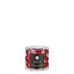 Boîte de 24 mini boules de Noël en verre rouge - Ø 2,5 cm