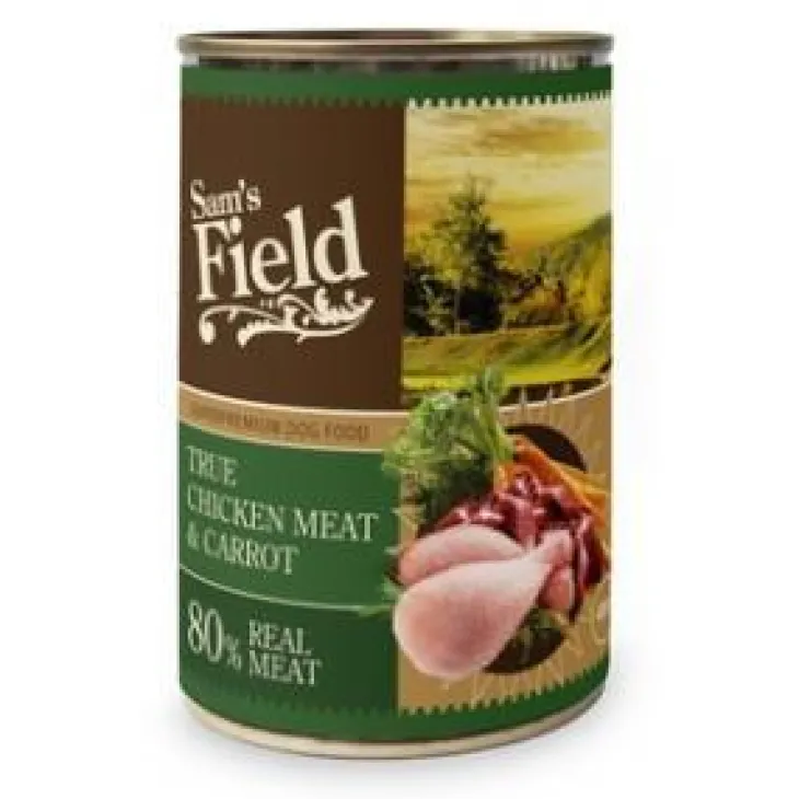 Boîte de pâtée pour chien au poulet avec des carottes Sam's Field - 400 g
