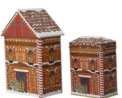 Boîte en forme de petite maison en métal brun - 10,5 x 6,5 x 16,2 cm
