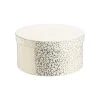 Boîte ronde en papier métallisé argent à motif - 23 x 11 cm