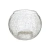 Bougeoir boule en verre transparent craquelé - 9 x 11 cm