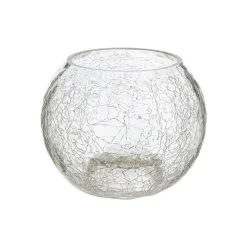 Bougeoir boule en verre transparent craquelé - 9 x 11 cm