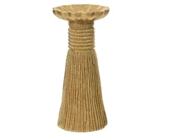 Bougeoir en polyrésine or - Ø 10 x H 20 cm