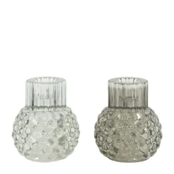 Bougeoir en verre bullé gris - Ø 7,8 x H 7,8 cm