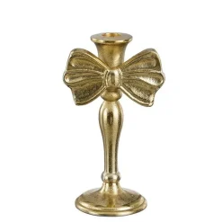 Bougeoir or motif nœud - 11 x 8 x 20 cm