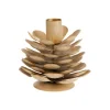 Bougeoir pomme de pin en métal beige et or - Ø 11 x H 9,5 cm