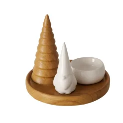 Bougeoir rond en céramique blanche Amira - Ø 13 x H 12 cm