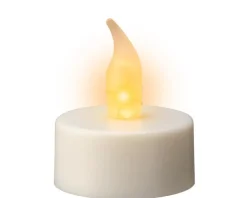 Bougie chauffe-plat en plastique blanc à LED effet flamme pour intérieur - Ø 3,8 x H 4,8 cm