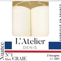 Bougie cylindrique blanc craie L’Atelier de Denis - Le pack de 2