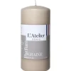 Bougie cylindrique taille L beige parfum lin L’Atelier de Denis - Ø 6,8 x H 14.5 cm