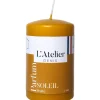 Bougie cylindrique taille S ocre parfum soleil fruité L’Atelier de Denis - Ø 6,8 x H 11 cm