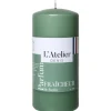 Bougie cylindrique taille L vert parfum fraîcheur basilic L’Atelier de Denis - Ø 6,8 x H 14.5 cm