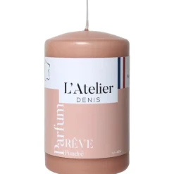 Bougie cylindrique taille S rose parfum rêve poudré L’Atelier de Denis - Ø 6,8 x H 11 cm