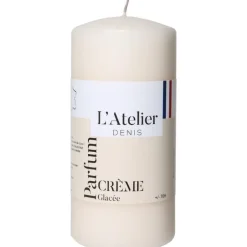 Bougie cylindrique taille L ivoire parfum crème glacée L’Atelier de Denis - Ø 6,8 x H 14.5 cm