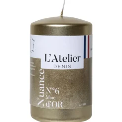 Bougie cylindrique taille S or L’Atelier de Denis - Ø 6,8 x H 11 cm
