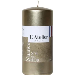 Bougie cylindrique taille L or L’Atelier de Denis - Ø 6,8 x H 14,5 cm