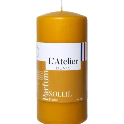 Bougie cylindrique taille L ocre parfum soleil fruité L’Atelier de Denis - Ø 6,8 x H 14.5 cm