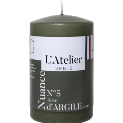 Bougie cylindrique taille S gris argile L’Atelier de Denis - Ø 6,8 x H 11 cm