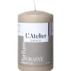 Bougie cylindrique taille S beige parfum lin L’Atelier de Denis - Ø 6,8 x H 11 cm