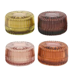 Bougie parfumée à la vanille dans boîte en verre coloré - Ø 8,3 x H 5,5 cm