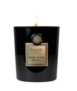 Bougie parfumée en pot noire Collines de Provence Fleurs & Écorces rose noire - 360 g