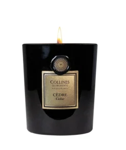 Bougie parfumée noire Collines de Provence Fleurs & Ecorces Cèdre - 360 g