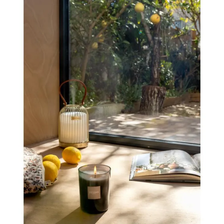 Bougie parfumée rechargeable Initiale Teck et Tonka Esteban - 180 g