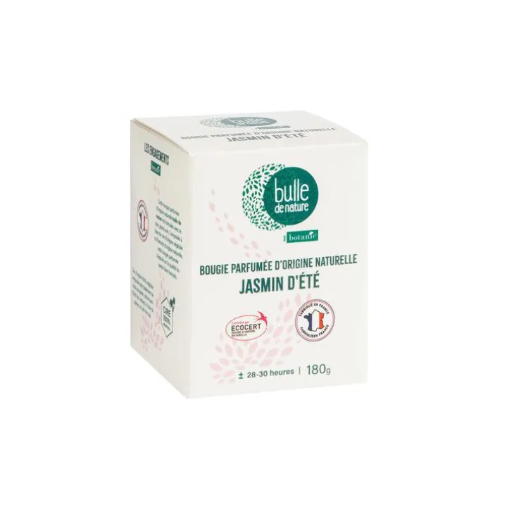 Bougie parfumée senteur jasmin d'été contrôlée par Ecocert Greenlife Bulle de Nature par botanic® - 180 g