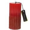 Bougie pilier rouge Noël avec paillettes or - Ø 7 x H 15 cm