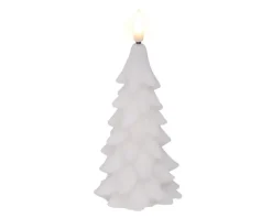 Bougie sapin blanc imitation cire à LED blanc chaud pour intérieur - Ø 7 x H 15,5 cm