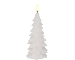 Bougie sapin blanc imitation cire à LED blanc chaud pour intérieur - Ø 8 x H 19,3 cm