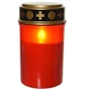 Bougie tombale rouge en plastique à LED effet flamme pour extérieur Toussaint - Ø 7,5 x H 12,5 cm
