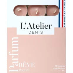 Bougies chauffe-plats rose parfum rêve poudré L’Atelier de Denis - L’étui de 24