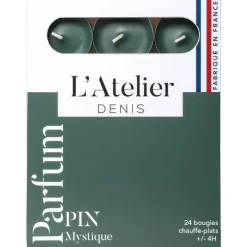Bougies chauffe-plats vert parfum sapin L’Atelier de Denis - L’étui de 24