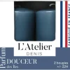 Bougies cylindriques bleu parfum douceur des î L’Atelier de Denis - L’étui de 2