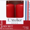 Bougies cylindriques rouge parfum secret de grand-mère L’Atelier de Denis - L’étui de 2