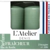 Bougies cylindriques vert parfum fraîcheur basilic L’Atelier de Denis - L’étui de 2