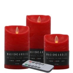 Bougies rouges à piles avec télécommande Magic Flame - 3 pièces