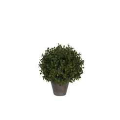 Boule de Buis vert plante artificielle en pot Stan gris H 30 x Ø 21 cm