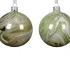 Boule de Noël ballotine en verre imitation marbre coloris vert - Ø 8 cm