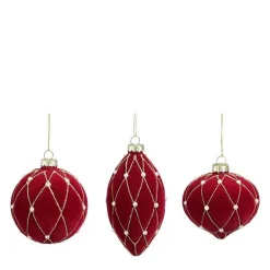 Boule de Noël en verre bordeaux et or - Ø 8 cm