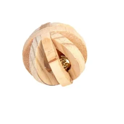 Boule en bois avec clochette pour rongeur Ø6 cm