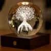 Boule en cristal et verre design Arbre de vie - Ø 8 x H 12 cm