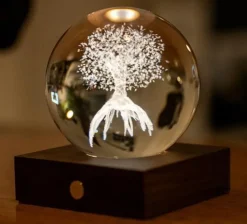 Boule en cristal et verre design Arbre de vie - Ø 8 x H 12 cm